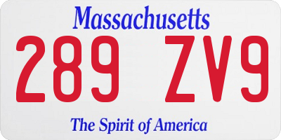 MA license plate 289ZV9