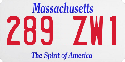 MA license plate 289ZW1