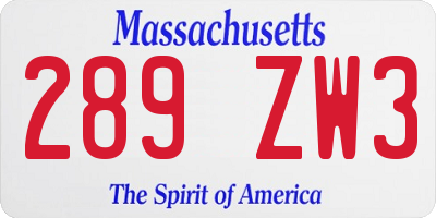 MA license plate 289ZW3