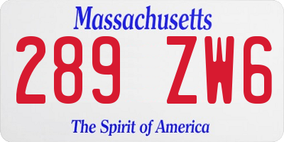 MA license plate 289ZW6