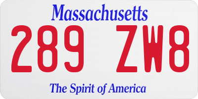 MA license plate 289ZW8