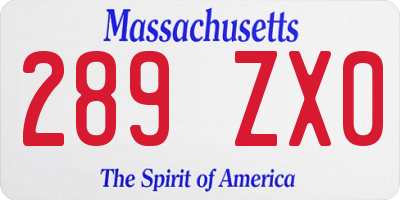 MA license plate 289ZX0