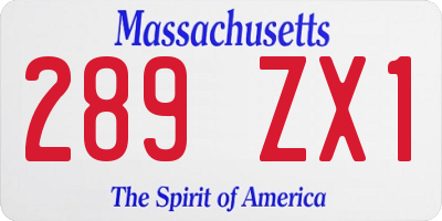 MA license plate 289ZX1