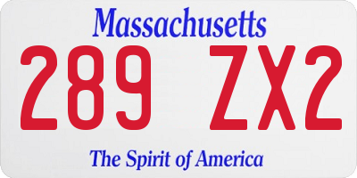 MA license plate 289ZX2