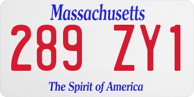 MA license plate 289ZY1