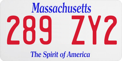MA license plate 289ZY2