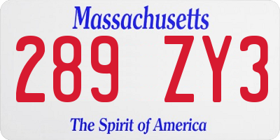 MA license plate 289ZY3