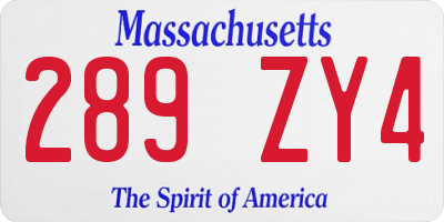 MA license plate 289ZY4