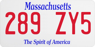 MA license plate 289ZY5