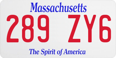 MA license plate 289ZY6