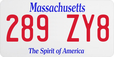 MA license plate 289ZY8