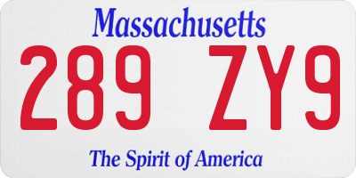 MA license plate 289ZY9