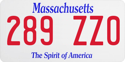 MA license plate 289ZZ0