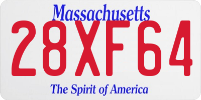 MA license plate 28XF64