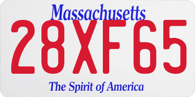 MA license plate 28XF65