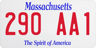 MA license plate 290AA1