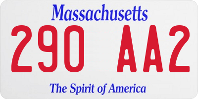 MA license plate 290AA2