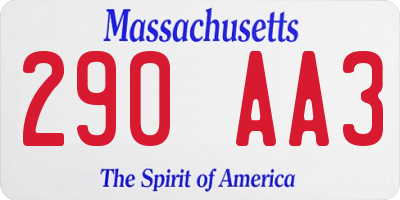 MA license plate 290AA3