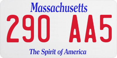MA license plate 290AA5