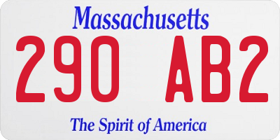 MA license plate 290AB2