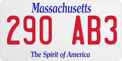 MA license plate 290AB3