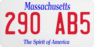 MA license plate 290AB5