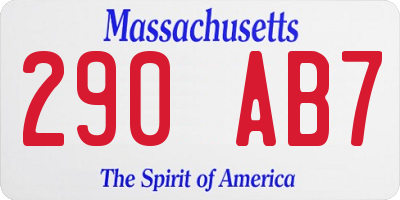 MA license plate 290AB7