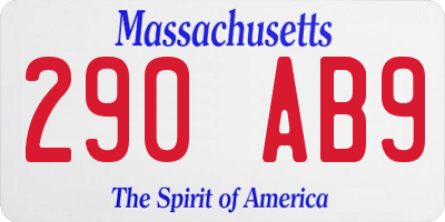 MA license plate 290AB9