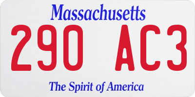 MA license plate 290AC3