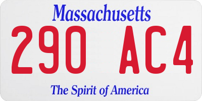 MA license plate 290AC4