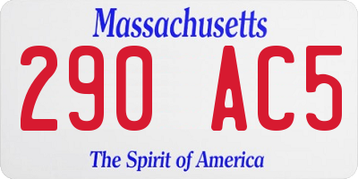 MA license plate 290AC5
