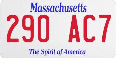MA license plate 290AC7