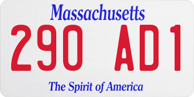 MA license plate 290AD1