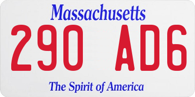 MA license plate 290AD6