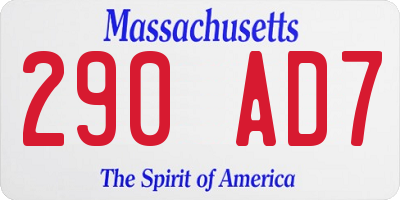 MA license plate 290AD7