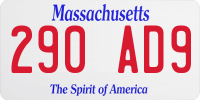 MA license plate 290AD9