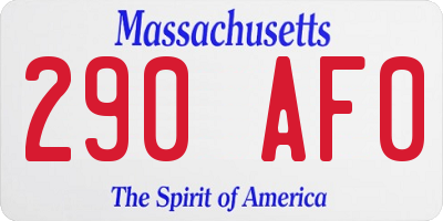 MA license plate 290AF0