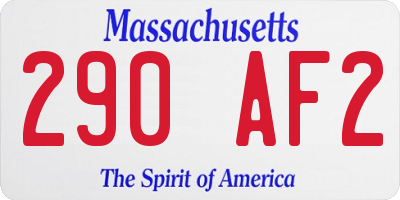 MA license plate 290AF2