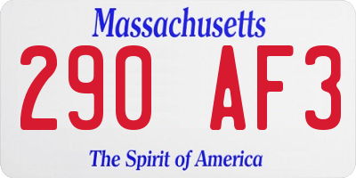 MA license plate 290AF3