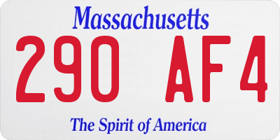 MA license plate 290AF4