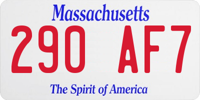 MA license plate 290AF7