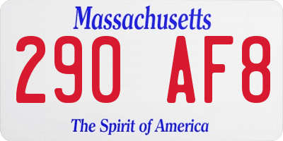 MA license plate 290AF8