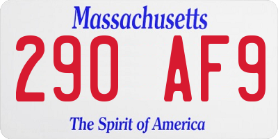 MA license plate 290AF9