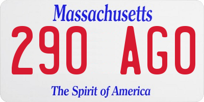 MA license plate 290AG0
