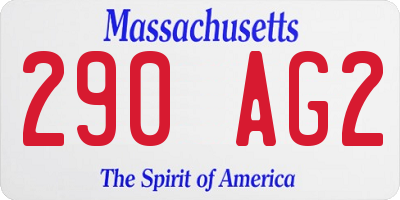 MA license plate 290AG2