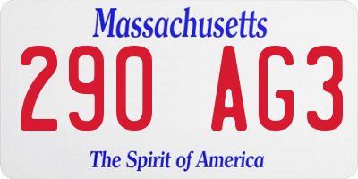 MA license plate 290AG3