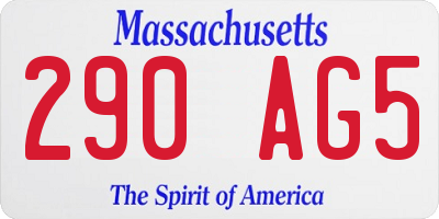 MA license plate 290AG5