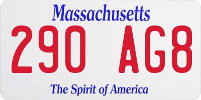 MA license plate 290AG8