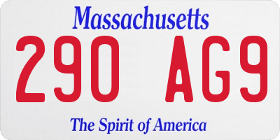 MA license plate 290AG9