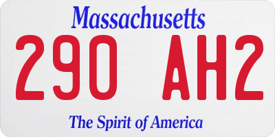 MA license plate 290AH2